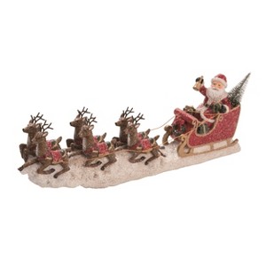 Transpac Resin 14.5 in. Multicolor Christmas Reindeer Santa Sleigh - 1 of 2