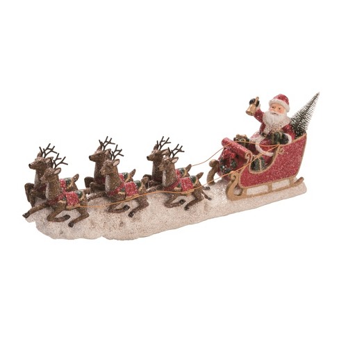 Transpac Resin 14.5 in. Multicolor Christmas Reindeer Santa Sleigh - image 1 of 2