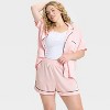 Women's Satin Short Sleeve Notch Collar Shirt and Shorts Pajama Set - Wild Fable™ - 3 of 3