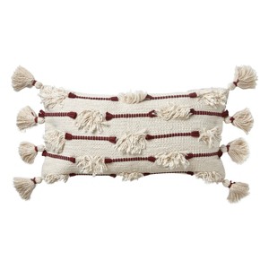 tagltd 12" x 24" Beige Cotton Throw Pillow - 1 of 3