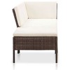 vidaXL 3 Piece Patio Lounge Set with Cushions - Poly Rattan Outdoor Furniture in Brown with Comfortable Cream White Cushions - 3 of 4