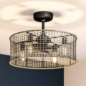 Urban Ambiance Luxury Bohemian Ceiling Fan 17.875''H x 25.25''W,  Midnight Black Finish,  Devonport Collection, UHP9380 - 1 of 4