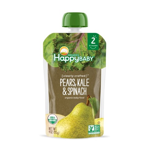 HappyBaby Clearly Crafted Pears Kale & Spinach Baby Food Pouch - 4oz - image 1 of 4