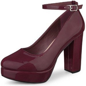 Allegra K Women's Platform Ankle Strap Chunky Heel Mary Janes Pumps - 1 of 4