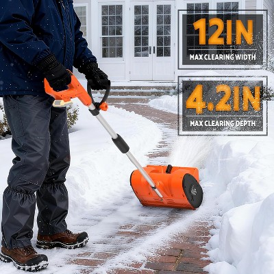 CuisinSmart 12Inch Snow Blower, with Adjustable Front Handle & Telescopic Pole, 10In Width & 6In Depth & 20Ft Throwing Distance