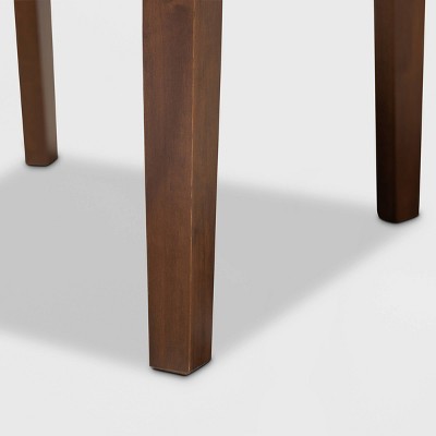 Walnut Brown Wood Dining Set with Gray Upholstered Chairs