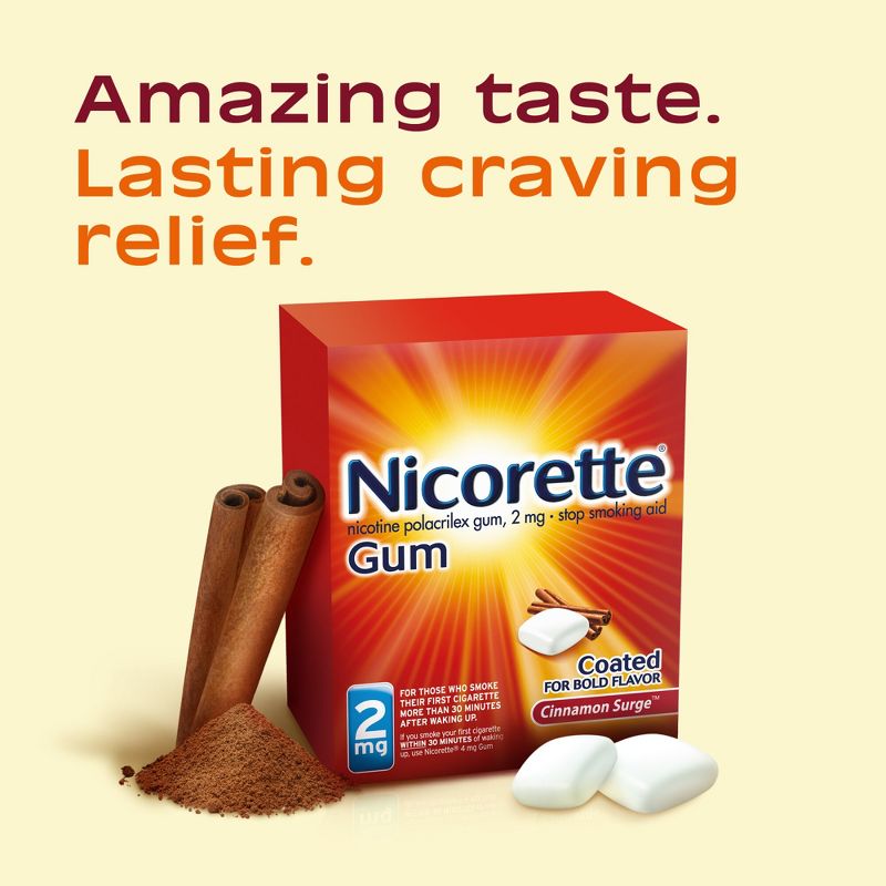 Nicorette 2mg Stop Smoking Aid Nicotine Gum - Cinnamon Surge - 160ct, 4 of 10