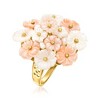 Ross-Simons Italian Pink and White Mother-Of-Pearl Flower Ring With Cultured Semi-Baroque Pearls in 18kt Gold Over Sterling - 3 of 4