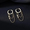 925 Sterling Silver Chain Drop Earrings Hoop for Women Teens CZ Hoop Chain Earrings Dangle - 4 of 4
