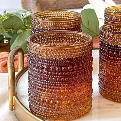 Amber Beaded 10 oz. Vintage Glassware Set of 6
