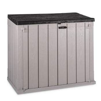 Toomax Stora Way All-Weather Outdoor XL Horizontal 5' x 3' Storage Shed Cabinet for Trash Can, Garden Tools, & Yard Equipment, Taupe Gray/Anthracite