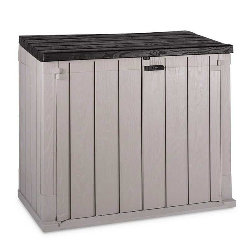Toomax Stora Way All-Weather Outdoor XL Horizontal 5' x 3' Storage Shed Cabinet for Trash Can, Garden Tools, & Yard Equipment, Taupe Gray/Anthracite, 2 of 9