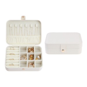 Unique Bargains Small Portable PU Leather Travel Jewelry Box - 1 of 4