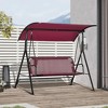 Resenkos 3-Person Swing Set, Outdoor Patio Swing With Tilt Canopy, Steel Frame Bench Seat, Wine Red - 4 of 4