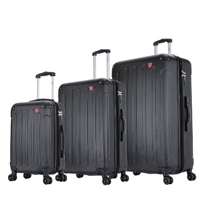 DUKAP Intely Smart 3pc Hardside Checked Luggage Set with Integrated Weight Scale and USB Port - Black
