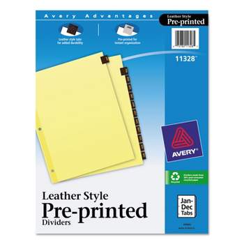 Avery Preprinted Red Leather Tab Dividers w/Clear Reinforced Edge 12-Tab Ltr 11328