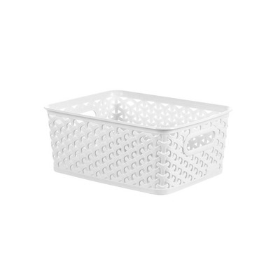 Small White Handled Storage Basket