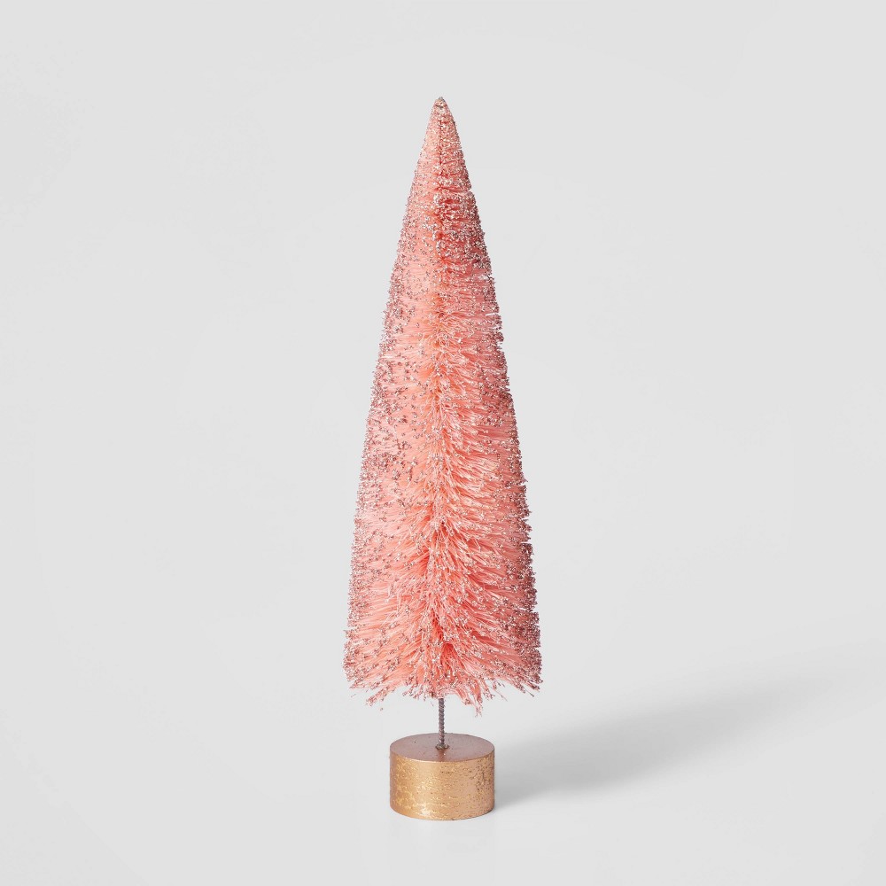 12in Bottle Brush Tree with Gold Base Decorative Figurine Blush - Wondershop