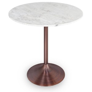 WyndenHall Whaler Dining Table White/Copper: 35.8" Contemporary Marble Top, Iron Base, Seats 2 - 1 of 4