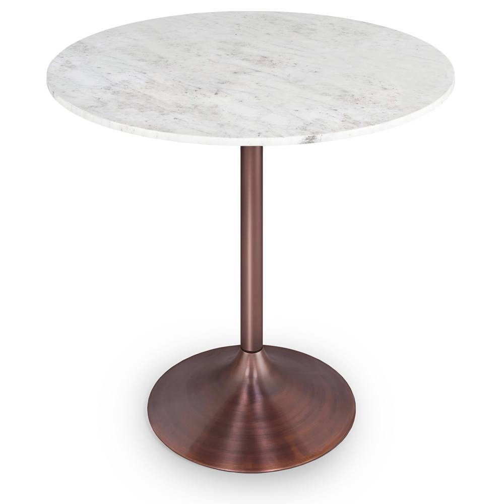 Photos - Garden & Outdoor Decoration WyndenHall Whaler Dining Table White/Copper: 35.8" Contemporary Marble Top