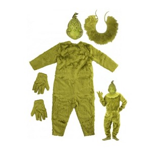 HalloweenCostumes.com 2X Large   Adult Plus Size Deluxe The Grinch Jumpsuit with Latex Mask, Green - 1 of 4