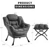 Modern Lazy Chair with Ottoman & Side Pocket – Foldable Lounge Armchair for Living Room, Bedroom, Courtyard - 2 of 4