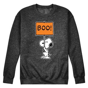 Men's - Peanuts - Snoopy Halloween Boo Sign Graphic Fleece Sweatshirt - 1 of 4