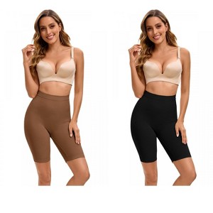 INSPIRE CHIC 2 Pcs Women's Butt Lifter Thigh Slimmer High Elasticity Control Waist Panties - 1 of 4