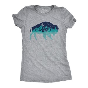 Womens Nature Bison T Shirt Funny Cool Outdoor Lovers Buffalo Tee For Ladies - Crazy Dog Women's T Shirt - 1 of 4