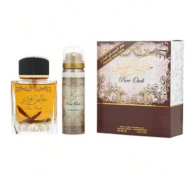 Lattafa Pure Oudi By Lattafa Unisex Sandalwood, Jasmine, Musk, Guaiac Wood, Cedar  Eau De Parfum Spray 3.4 Oz & Deodorant 1.6 Oz