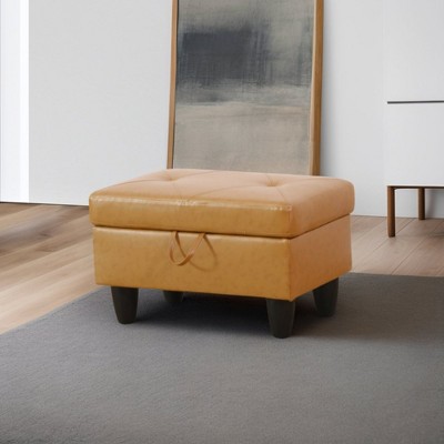 DOMETOUR Semi PU Synthetic Leather Storage Ottoman for Living Room or Bedroom Ginger