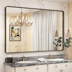 KIOTEE Rectangular Aluminum Alloy Framed and Tempered Glass Wall Bathroom Vanity Mirror in Matte Black - 1 of 4
