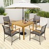 Tangkula 5 PCS Patio Dining Set Acacia Wood Table w/ 1.9" Umbrella Hole Wicker Armchairs - image 4 of 4