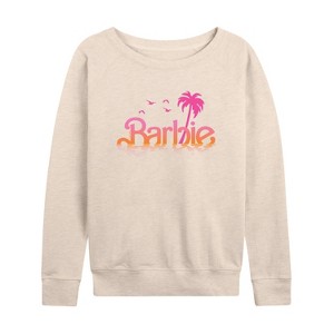 Women's - Barbie - Water Reflection Logo Lightweight French Terry Wide Neck Long Sleeve Shirt - 1 of 4