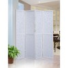 NicBex 4-Panel Room Divider for Home, Divider for Room Separation, Folding Fabric Privacy Screen with Geometric Patterns for Office, White - 3 of 4