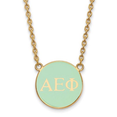 Black Bow Jewelry 14k Yellow Gold Plated Sterling Silver Alpha Epsilon Phi Greek Life Necklace 18 Inch