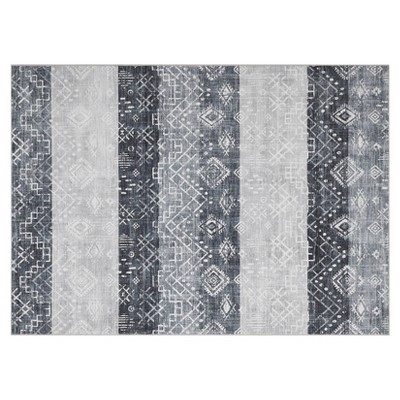 10*13 Washable Modern Abstract Patchwork Pattern Printed Rug Non-Slip Backing Stain Resistant Ultra-Thin Carpet Floor Cover for Living Bedroom Grey