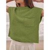 Soft Fabric Breathable Stretchy Turtleneck Knitted Sleeveless Crop Top Fall Winter Fashion - 2 of 3