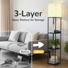 Napei 62-in Shelf Floor Lamp with Fabric Shade & 2 USB-Black - 3 of 4