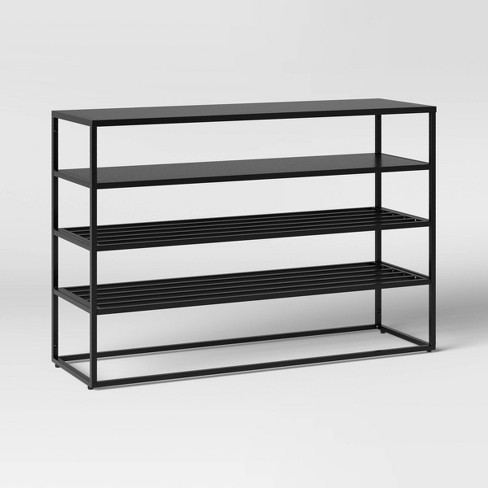 Glasgow Metal Shoe Storage Console, Console Table With Storage Black