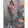 INSPIRE CHIC 2 Pcs Women's Hollow Back Flare Jumpsuits One Piece Long Workout Fitness Full Body Shaper - 3 of 4