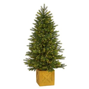 Nearly Natural 5' Manchester Fir Prelit LED Multifunction Light Artificial Christmas Tree in Decorative Planter - 1 of 1