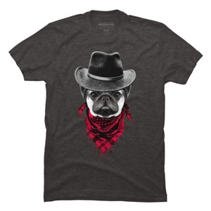 Men's Design By Humans Cowboy Pug By clingcling T-Shirt - 1 of 4