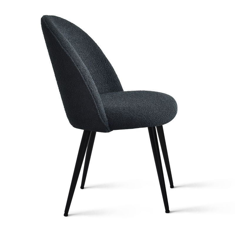 Rhon Modern Dining Chairs Set of 4 with Black Metal Base, Armless Kitchen Chairs with Upholstered Bouclé Fabric-The Pop Maison, 4 of 10