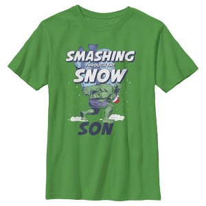 Boy's Marvel Christmas Hulk Son Snow T-Shirt - 1 of 3