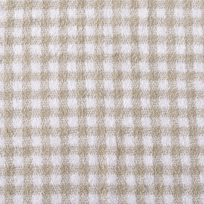 Beige and White Gingham Cotton Towel Set, 3 Pieces