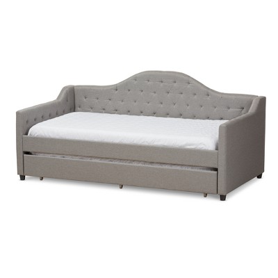 Twin Perry Modern and Contemporary Fabric Daybed with Trundle Light Gray - Baxton Studio