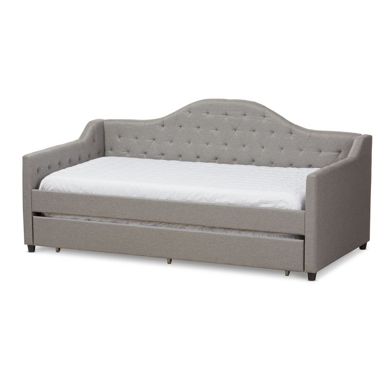 Twin Perry Modern and Contemporary Fabric Daybed with Trundle Light Gray - Baxton Studio, 1 of 14