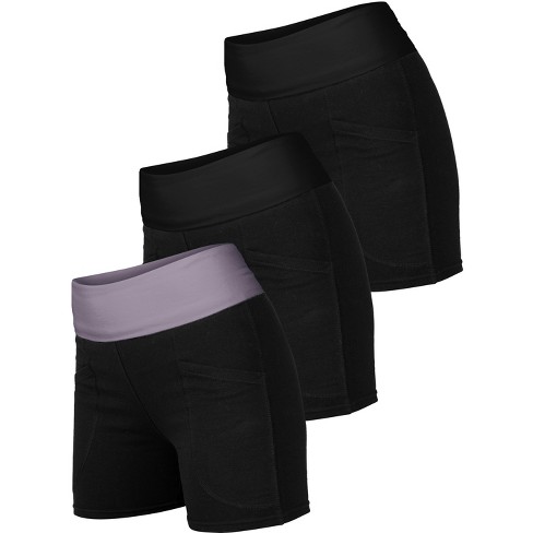 Blis 3 Pack Shorts For Women Foldover Biker Shorts For Women High