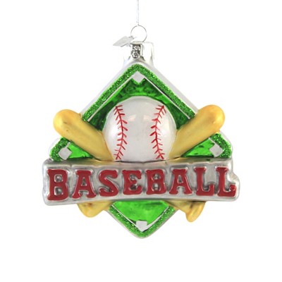 Noble Gems 4.0" Baseball Diamond Bat Ball Major League  -  Tree Ornaments